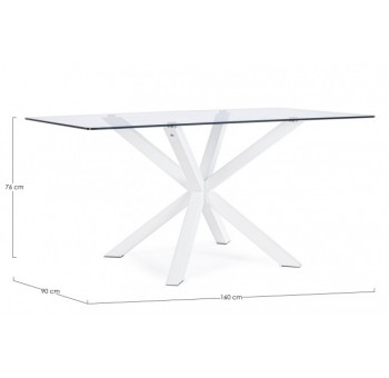 Mesa comedor cristal Yisur 160X90 blanca