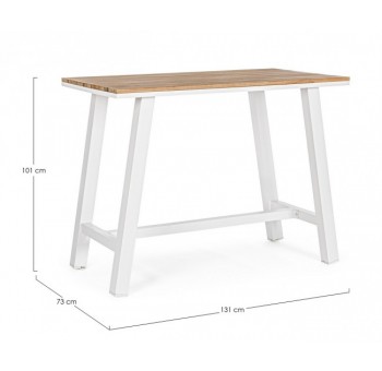Mesa bar Neha aluminio blanco y efecto madera 131X73