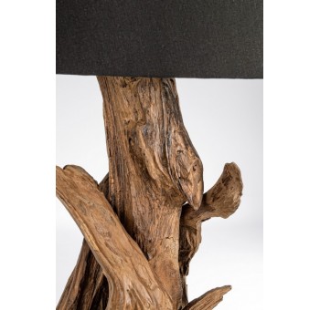 Lámpara de mesa Orkroins madera pantalla negra