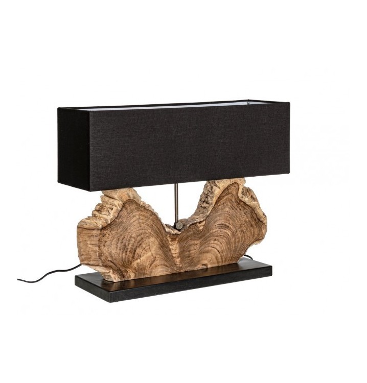 Lámpara de mesa Theenphids madera pantalla negra