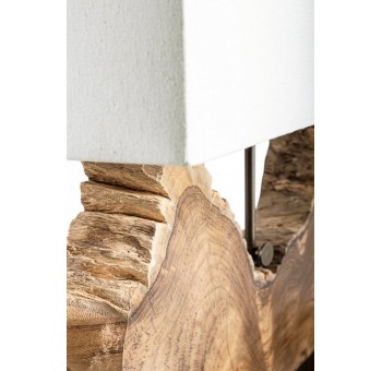 Lámpara de mesa Theenphids madera pantalla blanca