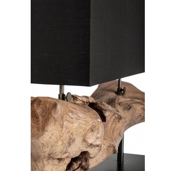 Lámpara de mesa Meinke madera pantalla negra