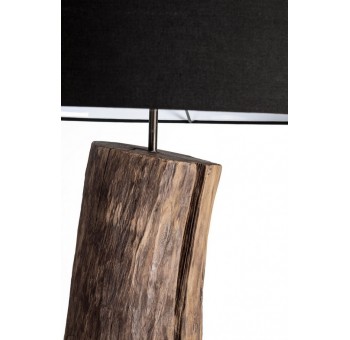 Lámpara de suelo Thikkiel madera pantalla negra