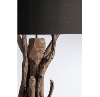 Lámpara de pie Vuttod madera pantalla negra