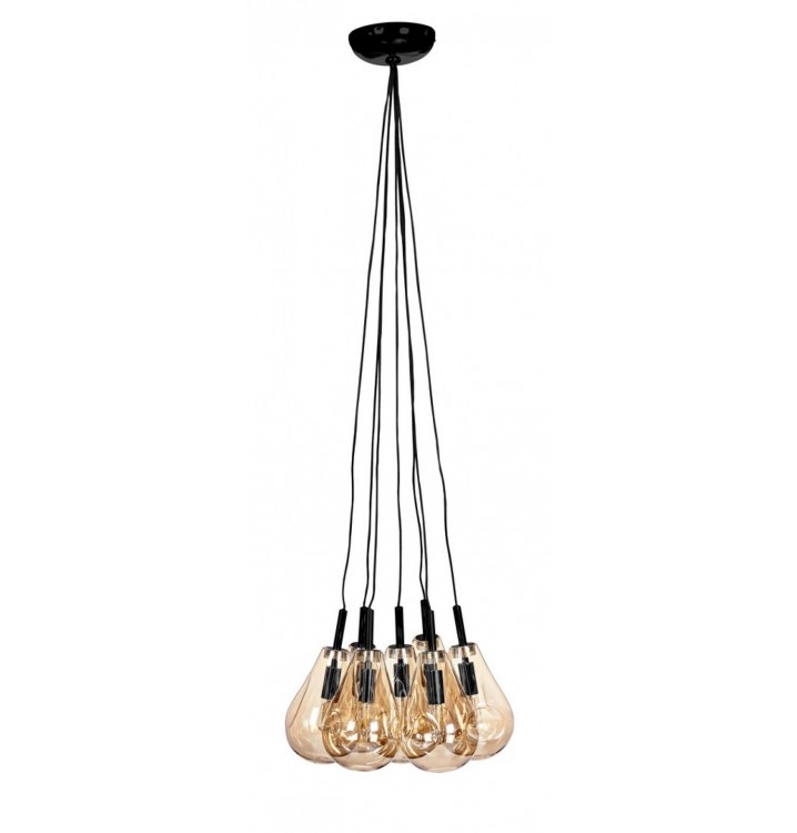 Lámpara de techo Eereads 7 bombillas cristal ambar metal negro