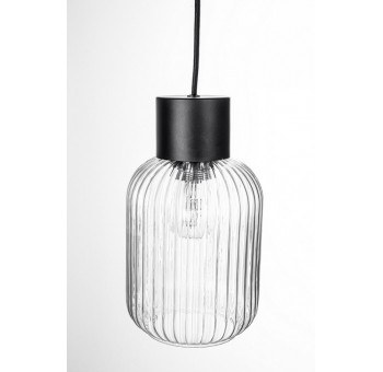 Lámpara de techo Undail 1 globo cristal transparente y negro