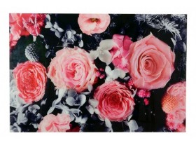 Cuadro cristal flores rosas 120x80