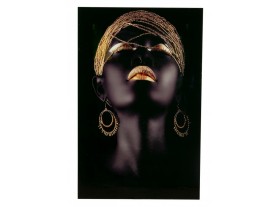 Cuadro cristal mujer labios dorados 90x140