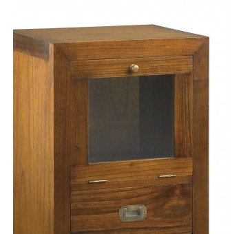 Mueble auxiliar combi Kasatha 3 cajones 1 puerta abatible madera mindi
