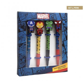 Set 4 bolígrafos Marvel personajes