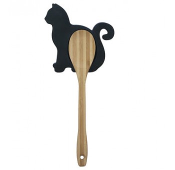 Reposa cucharas cocina gato negro