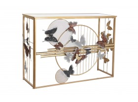 Consola Jaler mariposas metal espejo dorado