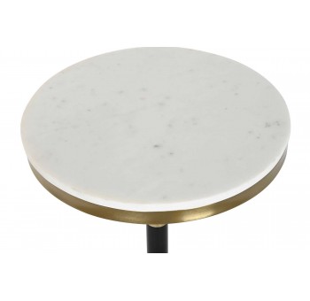 Mesa auxiliar Crillal metal mármol blanco redonda