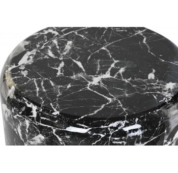 Mesa auxiliar Hiller hierro negro símil mármol taburete