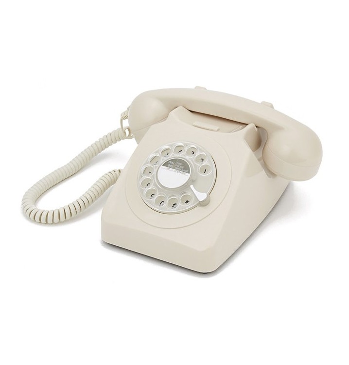 Teléfono retro años 60 sobremesa dial beige