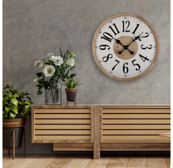 Reloj pared Lainnirs madera blanca y natural