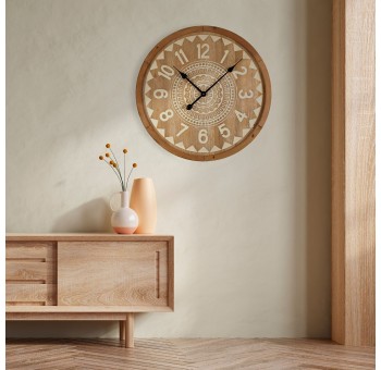 Reloj pared Cred madera tallada natural