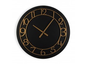 Reloj pared Xails madera negra y metal dorado