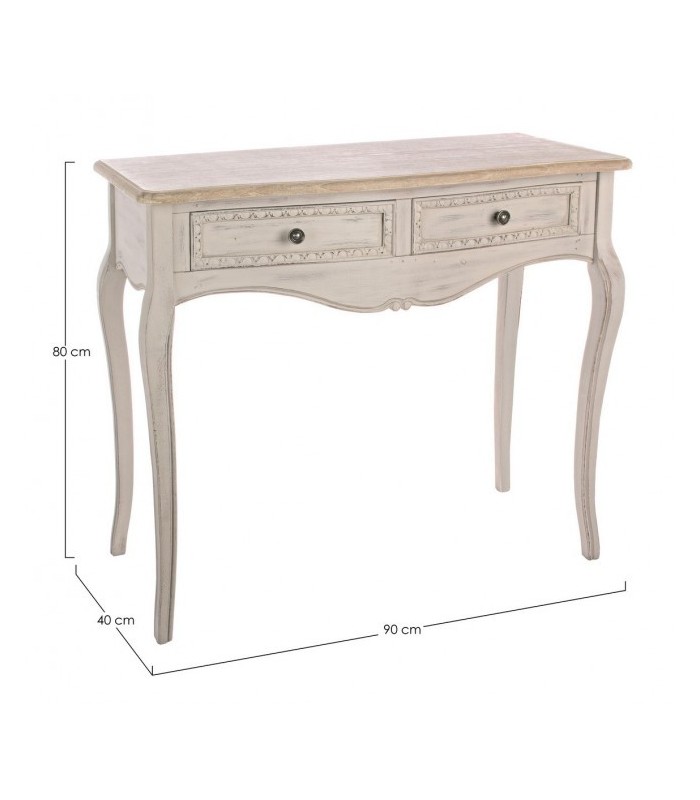 Consola Blagajna 2 cajones madera beige decapé
