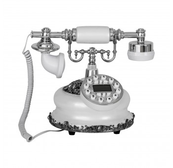 Teléfono clásico blanco plata