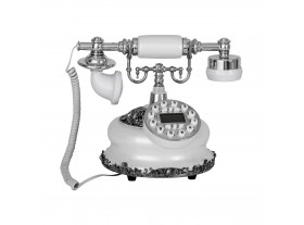 Teléfono clásico blanco plata