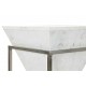 Mesa auxiliar Rell metal mármol blanco detalle pirámide invertida
