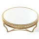 Mesa auxiliar Monaly metal espejo dorado redonda detalle borde decorado