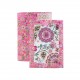 Pañuelo cuello decorado 90x90 flores rosas