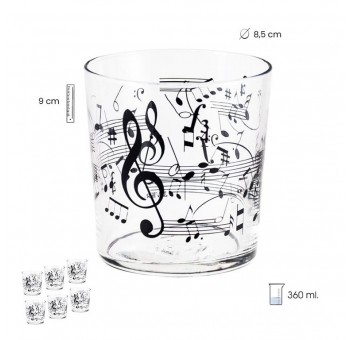 Vaso cristal decorado claves musicales música