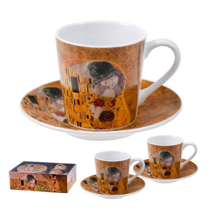 Juego de 2 tazas c/plato El Beso Gustav Klimt