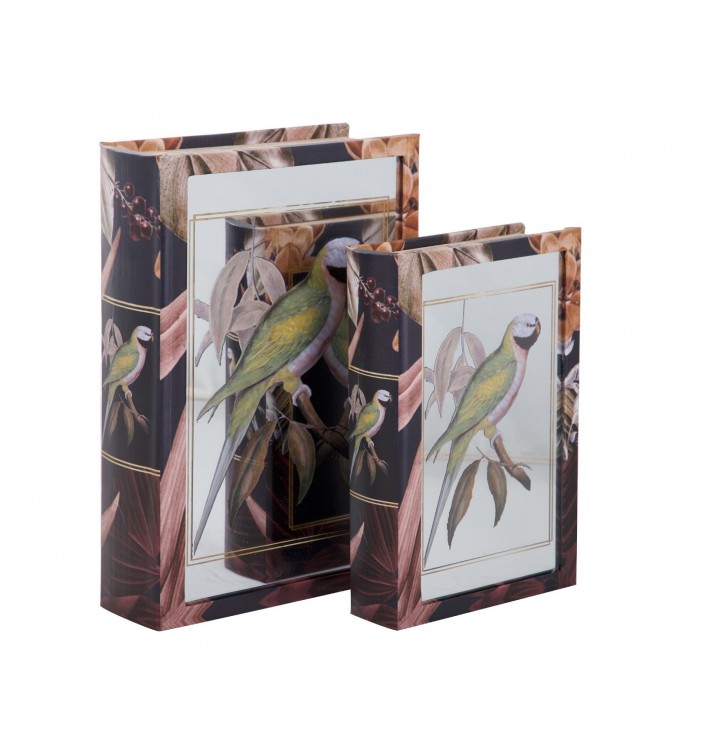 Caja libro espejo pájaro tropical