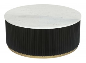 Mesa centro Acort mármol metal negro blanco redonda