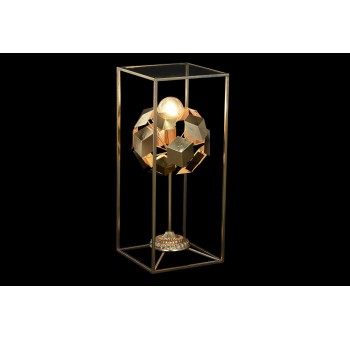 Lámpara suelo Cubit metal cristal dorado detalle geométrico
