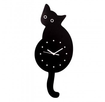 Reloj pared Gato negro con péndulo