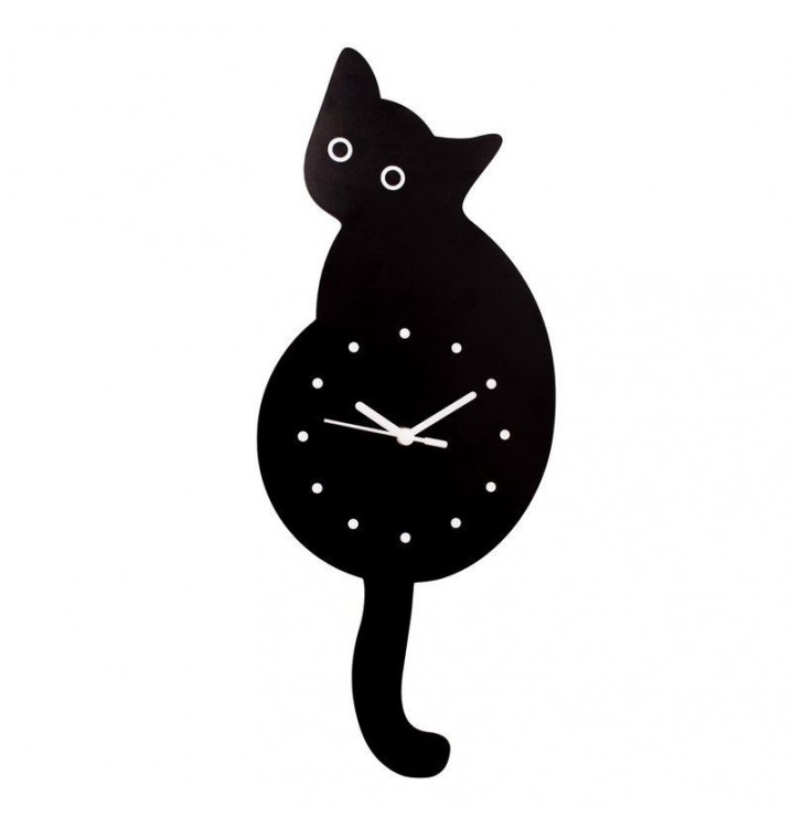 Reloj pared Gato negro con péndulo