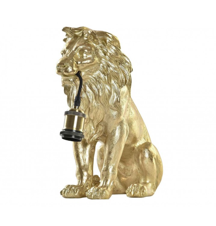 Lámpara sobremesa Lyned resina metal dorado león