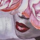 Juego 2 cuadros lienzos Mujer con rosas pintado al óleo