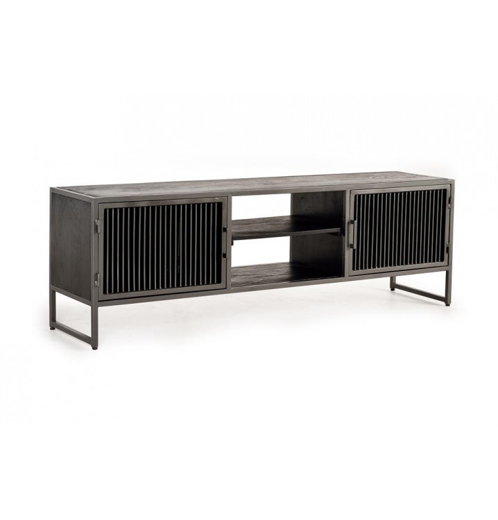 Mueble Tv Nanuq metal gris y madera negra