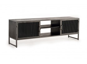 Mueble Tv Nanuq metal gris y madera negra