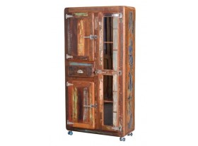 Vitrina Shikoba industrial madera reciclada 3 puertas 1 cajón