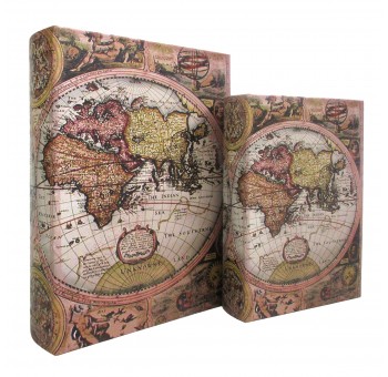 Caja libro decoración Mapa del Mundo antiguo surtido