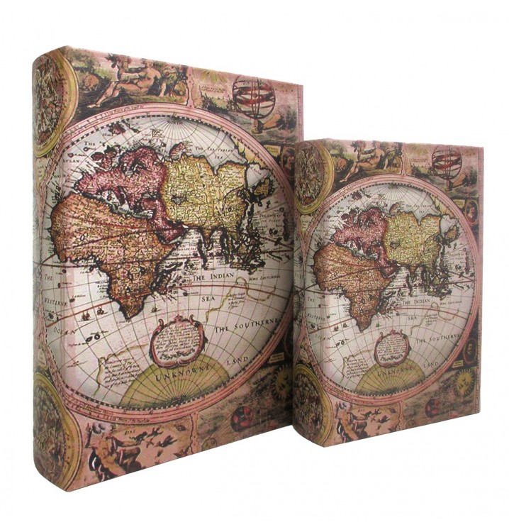 Caja libro decoración Mapa del Mundo antiguo surtido