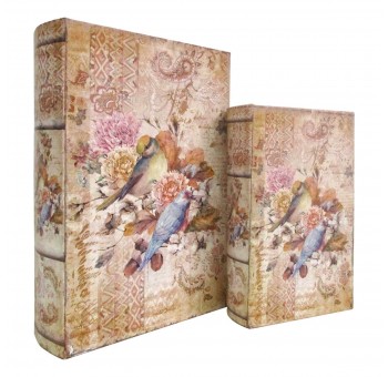 Caja libro decoración Pájaros clásico
