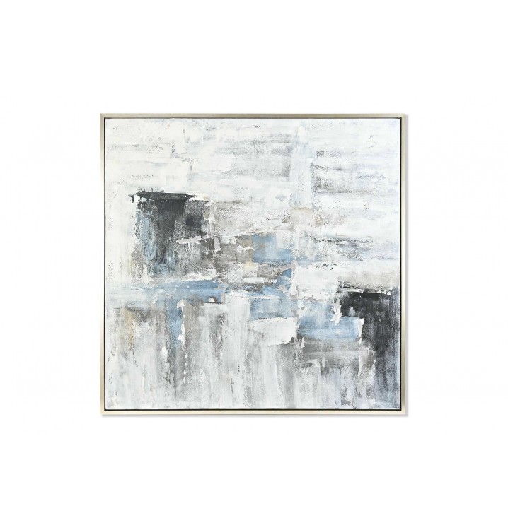 Cuadro Nacly lienzo ps abstracto azul plateado blanco