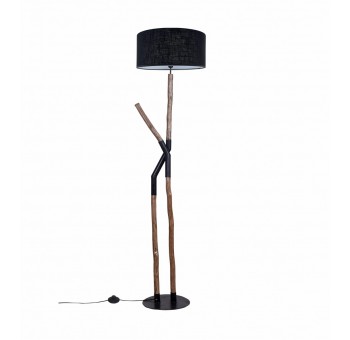 Lámpara de pie Agape madera natural pantalla negra