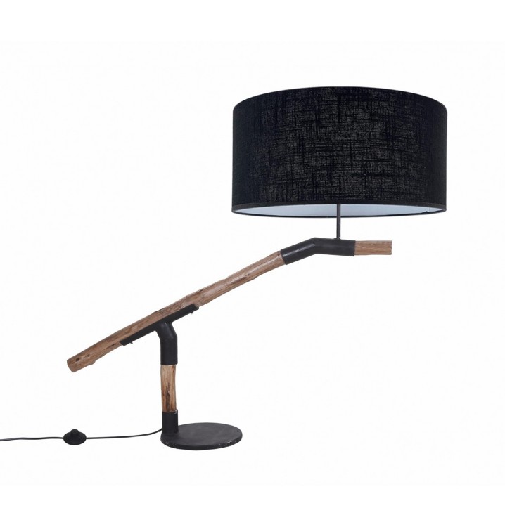 Lámpara de mesa Agape madera natural pantalla negra