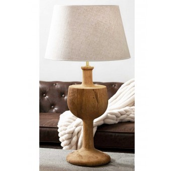 Lámpara de mesa Anacletus madera natural pantalla beige