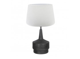Lámpara de mesa Anaxagoras madera negra pantalla blanca