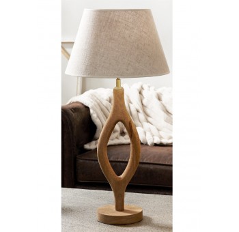 Lámpara de mesa Androcles madera natural pantalla beige