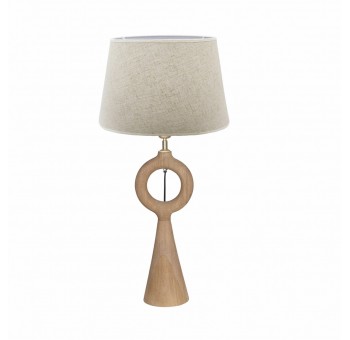 Lámpara de mesa Andronicus madera natural pantalla beige